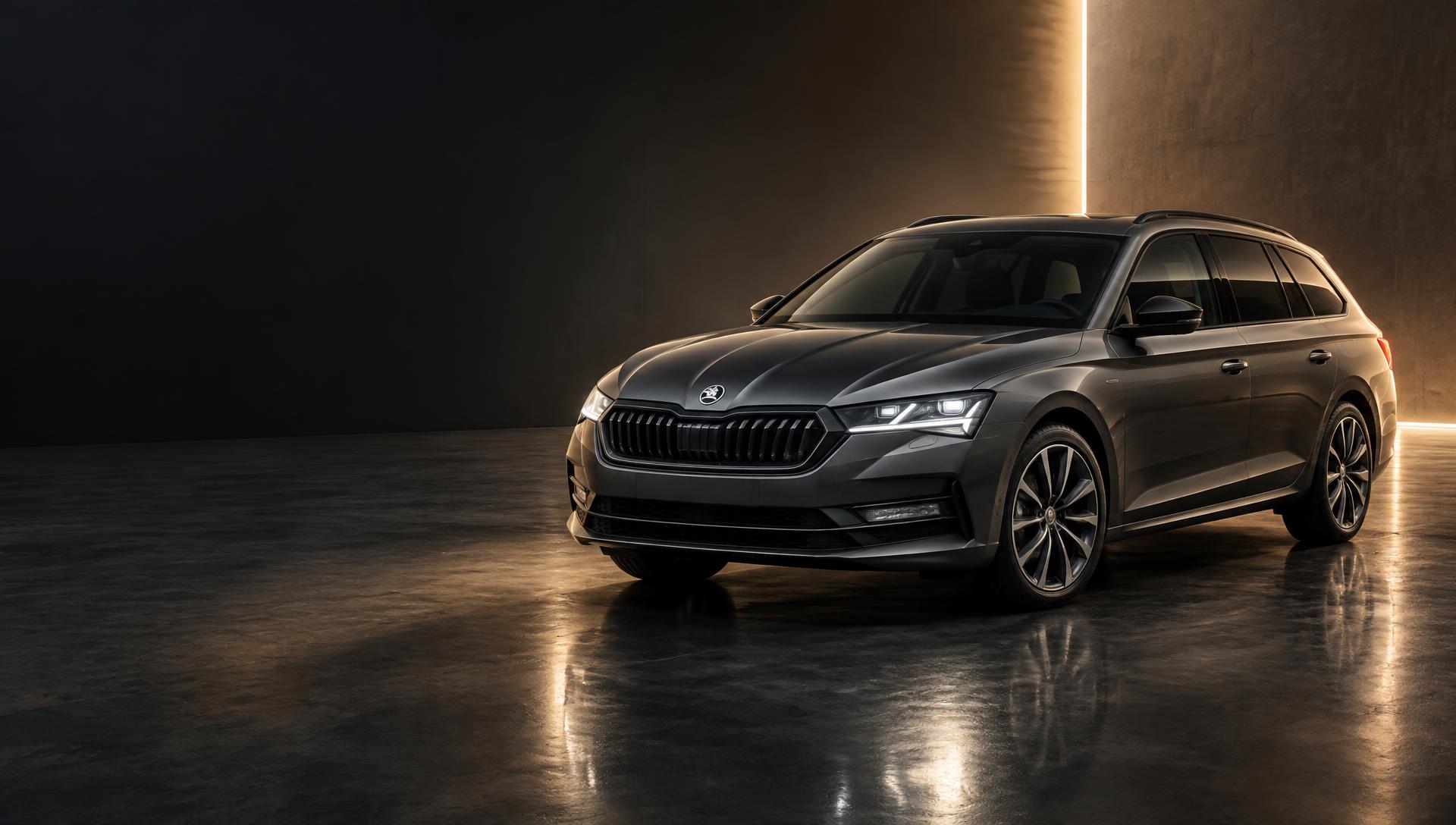 Anthrazitfarbener Škoda Octavia Combi im Showroom